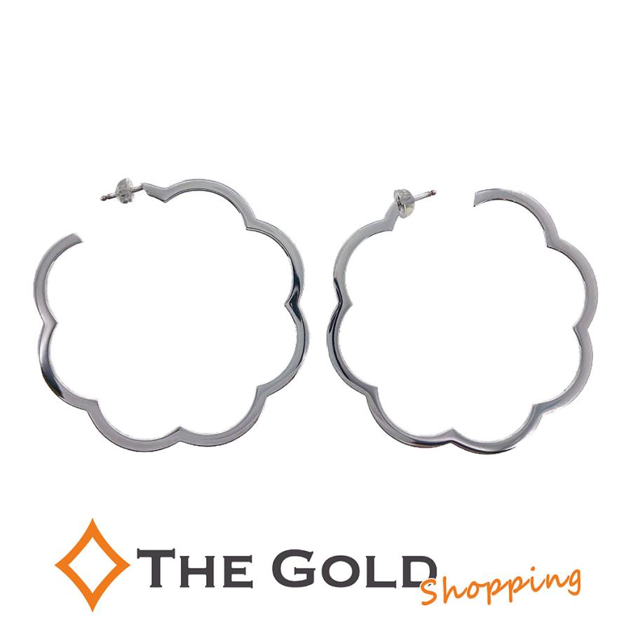 シャネル カメリア フープピアス 750WG K18 ホワイトゴールド 大ぶり