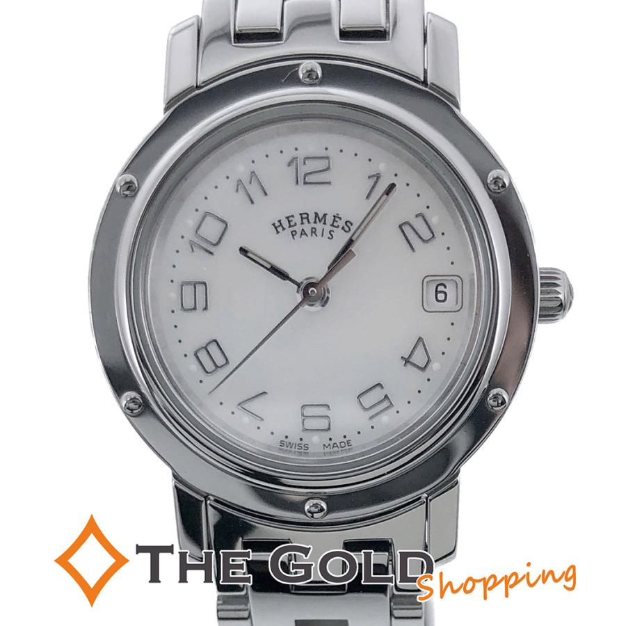 エルメス クリッパー CL4.210 シェル 電池交換済 クォーツ 国内 HERMES 
