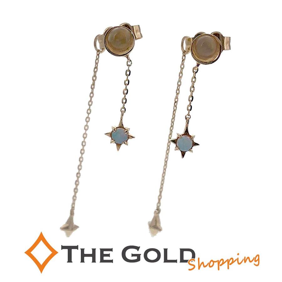 スタージュエリーk10 ピアスムーンストーンオパール