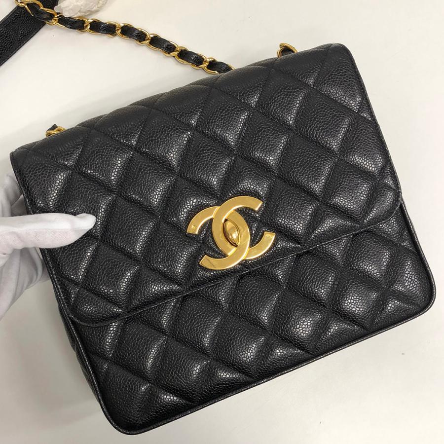 シャネル チェーンショルダーバッグ マトラッセ キャビアスキン  