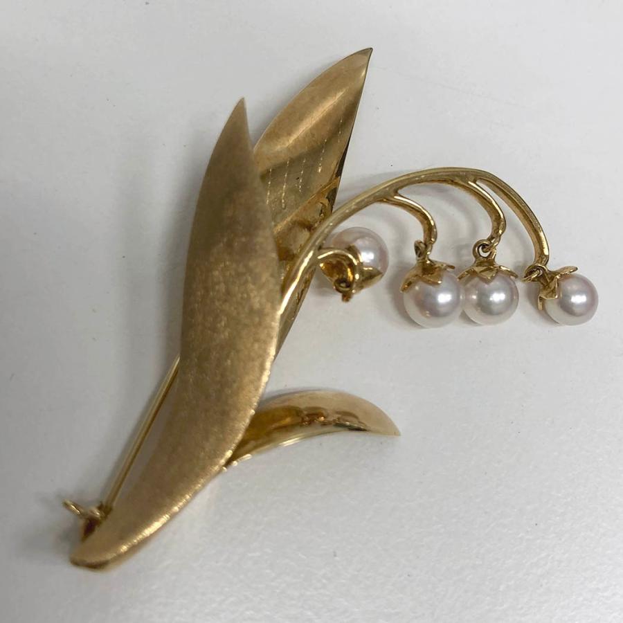 TASAKI 田崎真珠 スズラン ブローチ K18 YG パール 4.8-5.4mm TASAKI 田崎真珠 スズラン ブローチ K18 YG パール 4.8-5.4mm