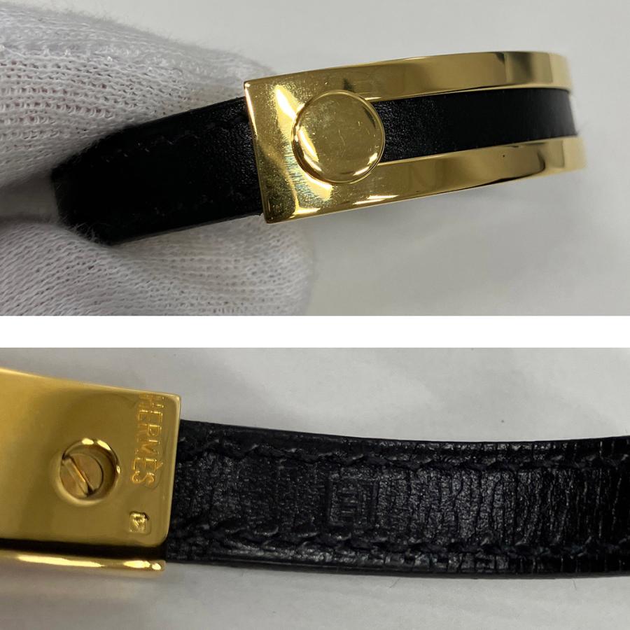 HERMES（エルメス） プスプス ブレスレット メッキ レザー ゴールド 