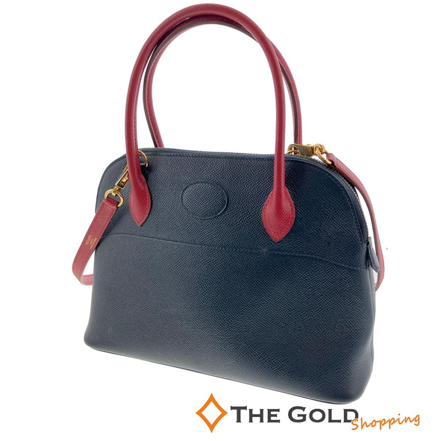 HERMES（エルメス） ボリード27 〇X刻印 ネイビー系 レッド系 肩掛け