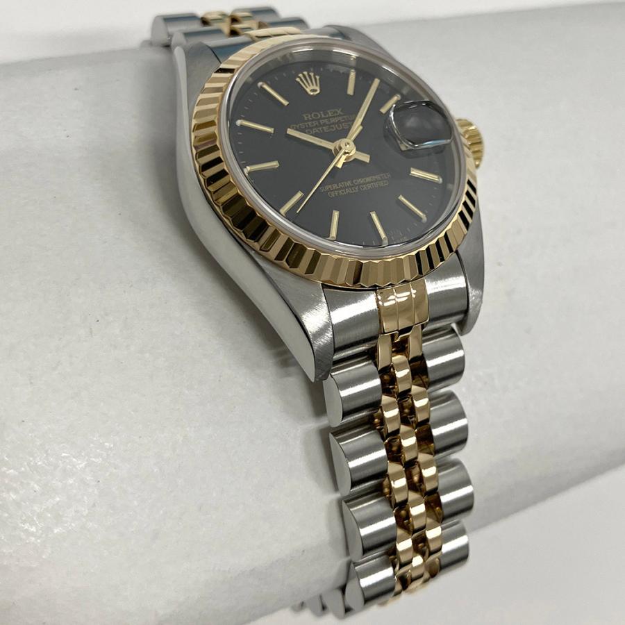 美品　ロレックス　デイトジャスト 79173 純正コマ　SS×YG ROLEX（ロレックス） デイトジャスト 79173 P番 YG SS コンビ 黒文字盤
