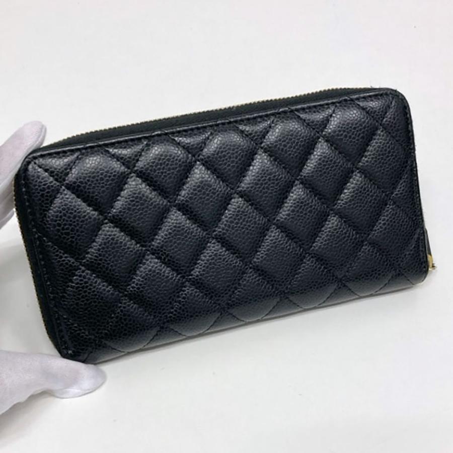 CHANEL（シャネル） ラウンドファスナー長財布 マトラッセ キャビア