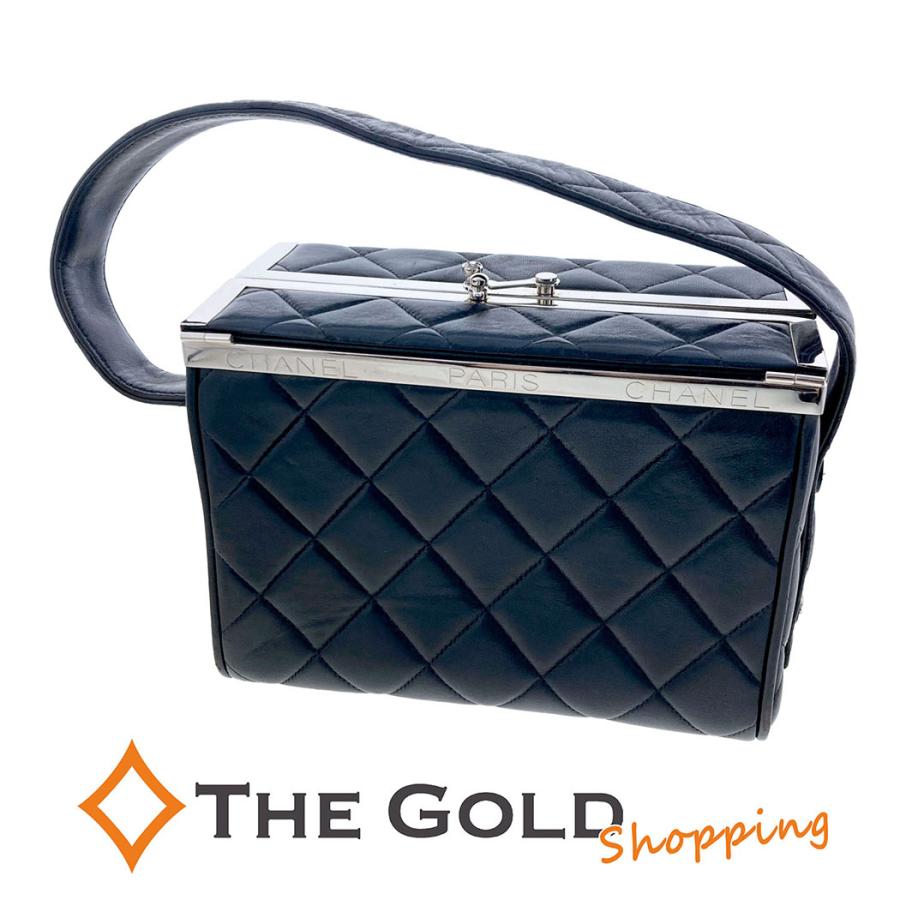 CHANEL（シャネル） バニティバッグ ラムスキン ブラック シルバー金具 