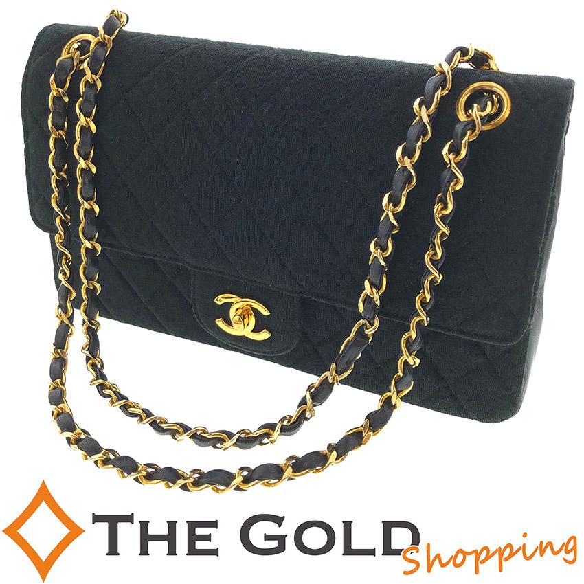 シャネル マトラッセ 25cm コットン ラムスキン チェーンショルダー Wフラップ ブラック 黒 Chanel レザー バッグ ショルダーバッグ ギフト プレゼント 中古 Tnk The Gold ショッピング ヤフー店 通販 Yahoo ショッピング