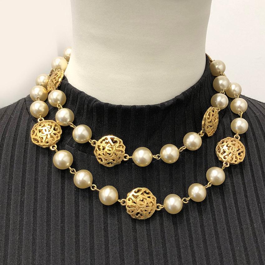 シャネル ヴィンテージ パール ココマーク ネックレス ロング 2WAY