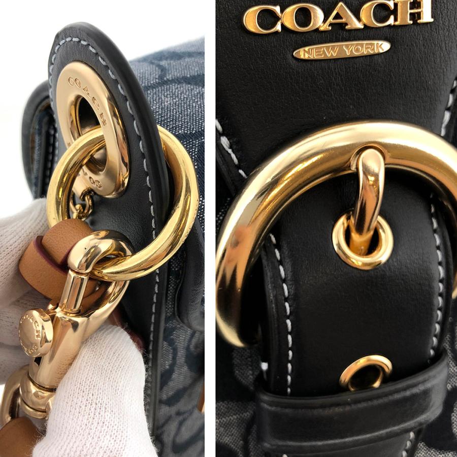 コーチ クリオ シグネチャー ショルダーバッグ C8514 シャンブレー 2WAY デニム タッセル 青 COACH ショルダーバッグ 中古｜thegoldshopping｜16