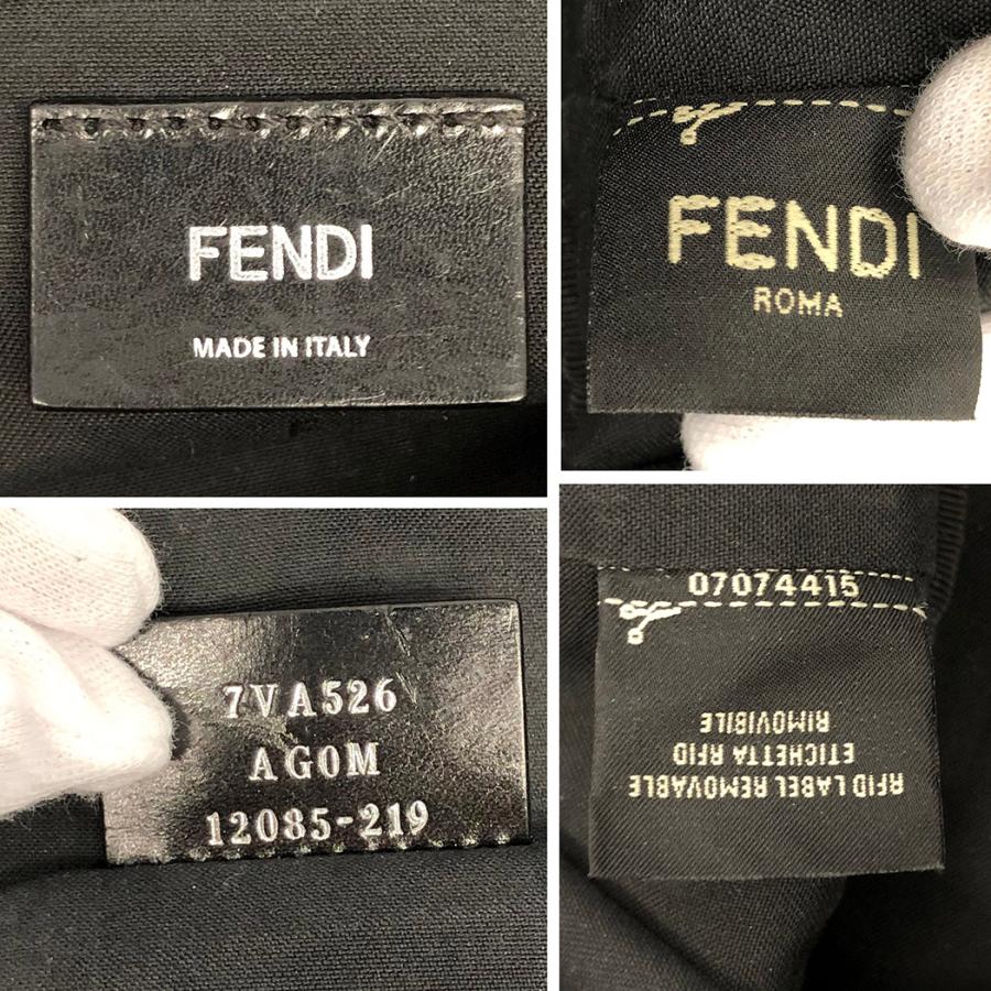 FENDI ズッカ ボディバッグ 7VA526 グレーブラック キャンバス レザー フェンディ ショルダーバッグ 中古｜thegoldshopping｜08