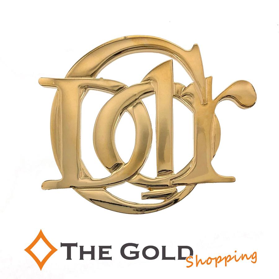 クリスチャンディオール Dior ロゴ ブローチ ゴールドカラー Christian 