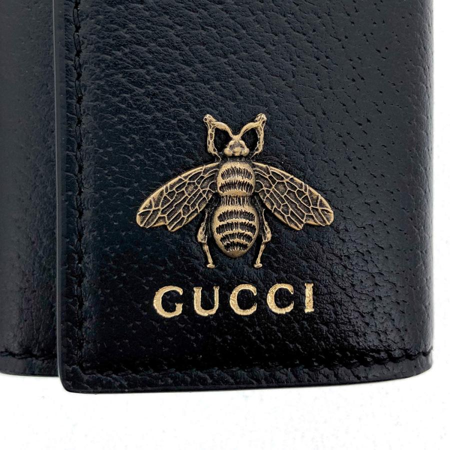 グッチ 6連キーケース アニマリエ ビー 523683 ハチ 蜂 ヴィンテージ調 ブラック 黒 マット アンティークゴールド GUCCI キー