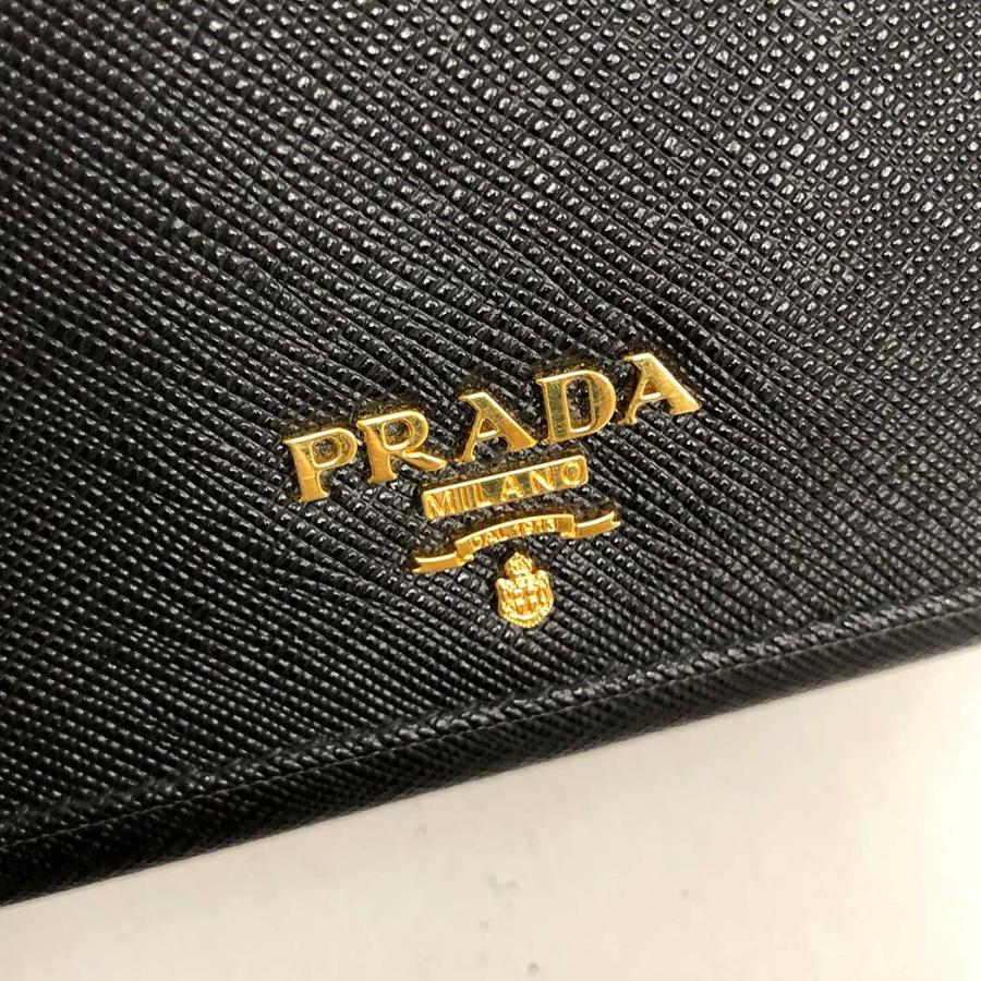 PRADA 二つ折り長財布 1MH132 サフィアーノ ロゴ ロングウォレット ネロ 黒 パスケース付き プラダ 長財布 中古｜thegoldshopping｜10