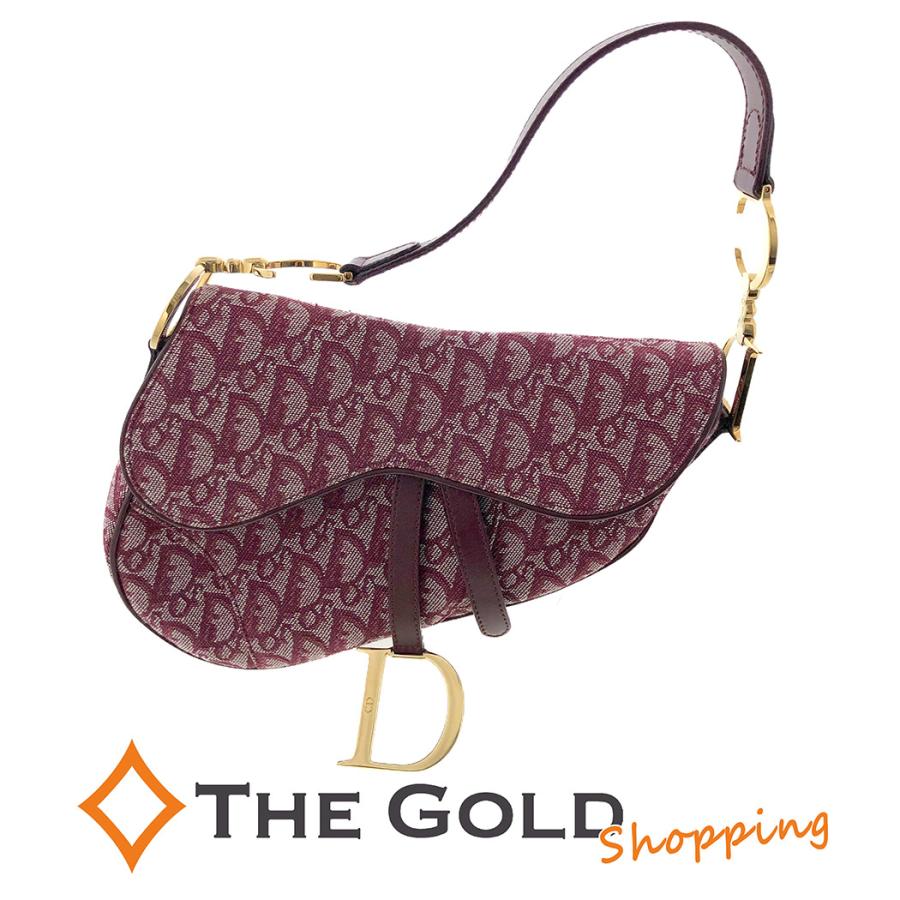 Christian Dior サドルバッグ トロッター ロゴ キャンバス 肩掛け 総柄 レッド 赤 クリスチャンディオール ショルダーバッグ