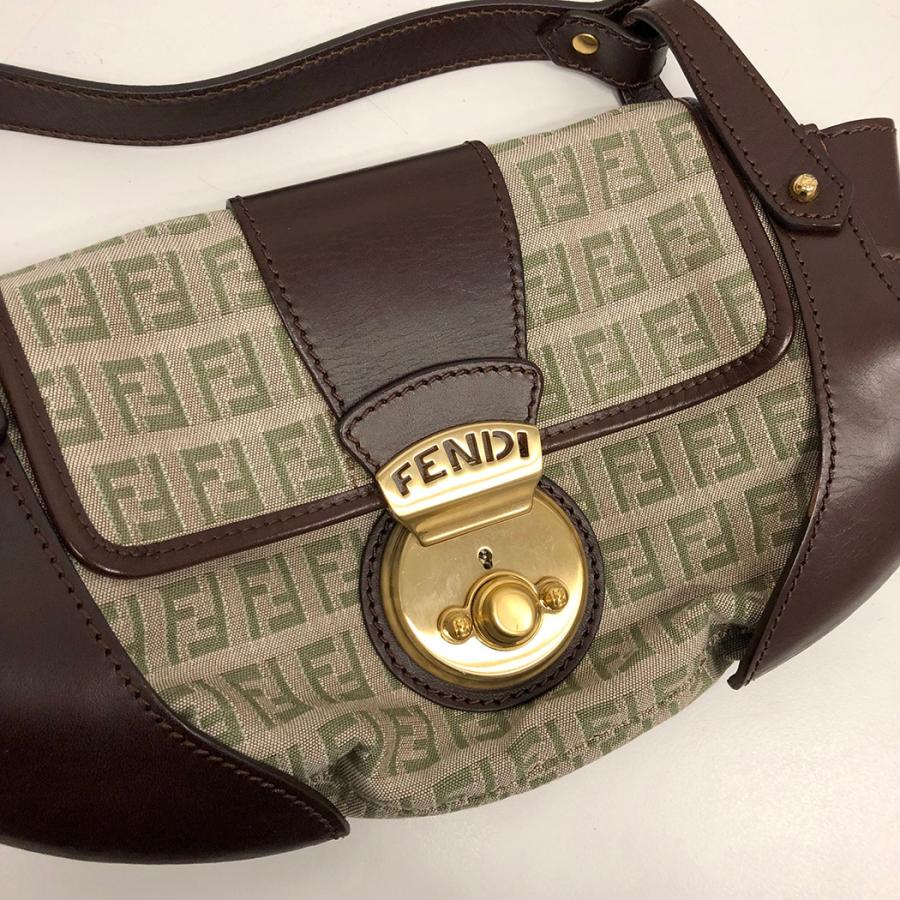 FENDI ワンショルダーバッグ 8BR429 ズッキーノ カーキ ブラウン ゴールド金具 フェンディ ショルダーバッグ 中古｜thegoldshopping｜10