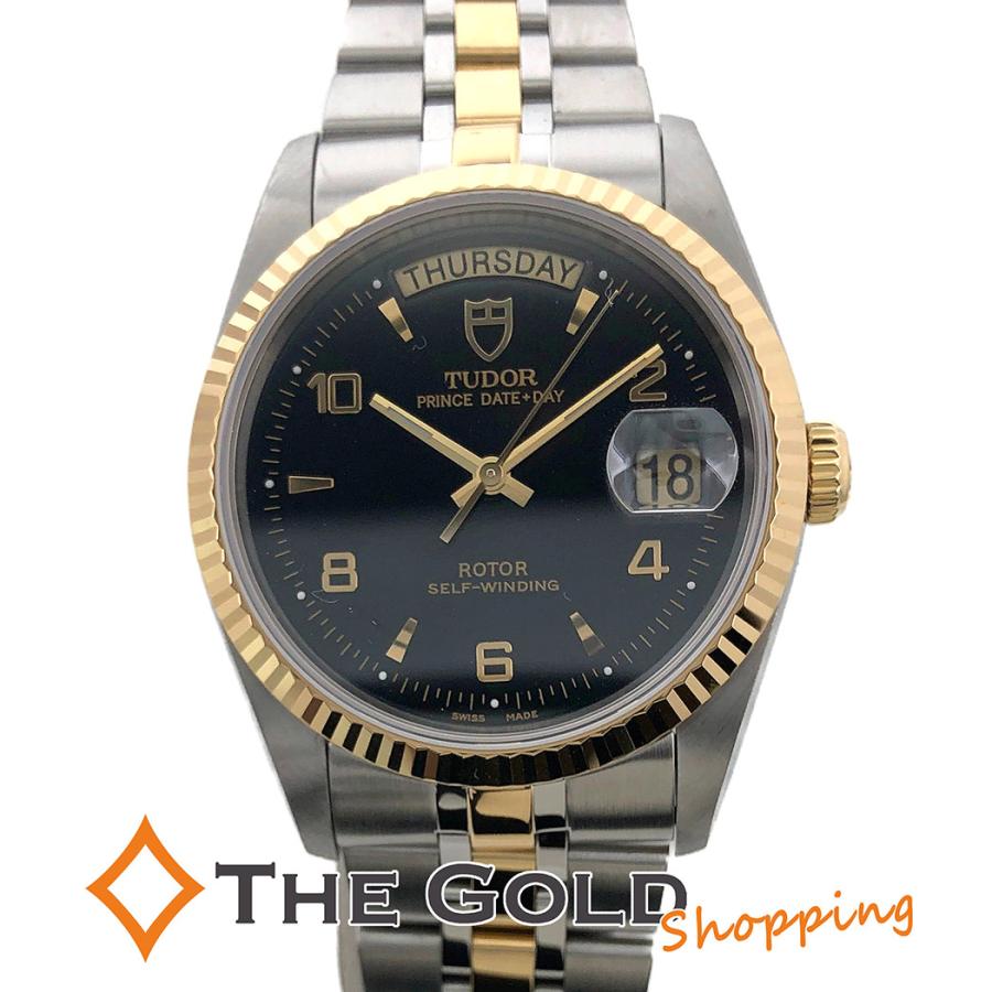 TUDOR プリンス デイトデイ 76213 2021年 黒文字盤 コンビ YG  