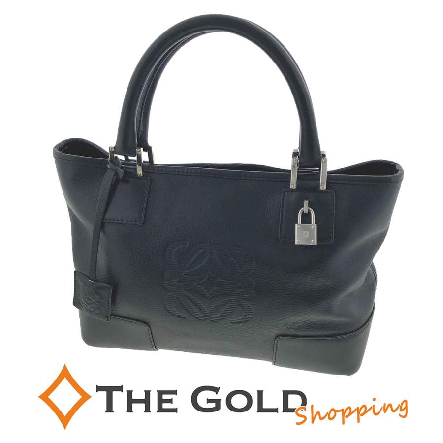 LOEWE アマソナ フスタ アナグラム ブラック シルバー金具 トート  