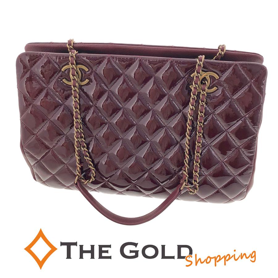 CHANEL（シャネル） チェーントートバッグ パテントレザー ボルドー系
