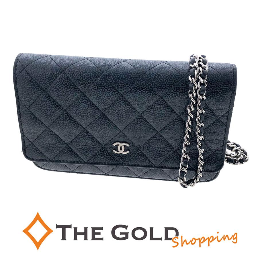 CHANEL チェーンウォレット A33814 キャビアスキン マトラッセ  