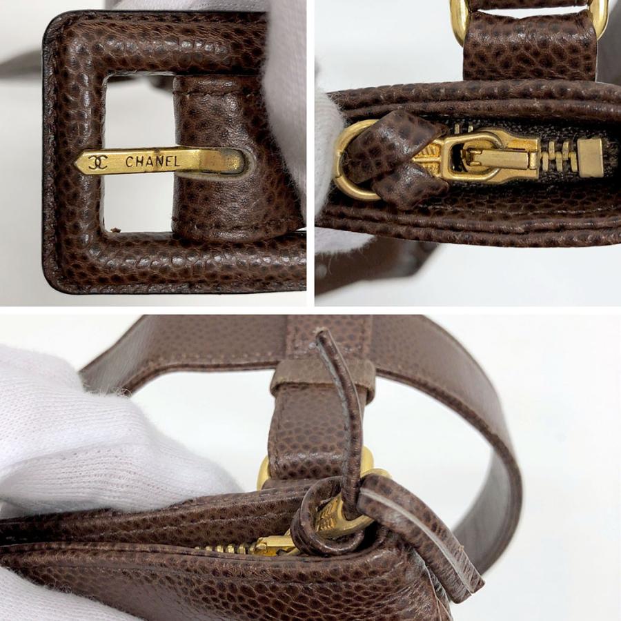 CHANEL（シャネル） ウエストポーチ キャビアスキン ブラウン ゴールド