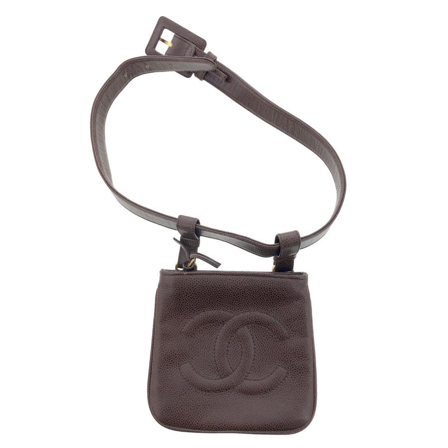 CHANEL（シャネル） ウエストポーチ キャビアスキン ブラウン ゴールド