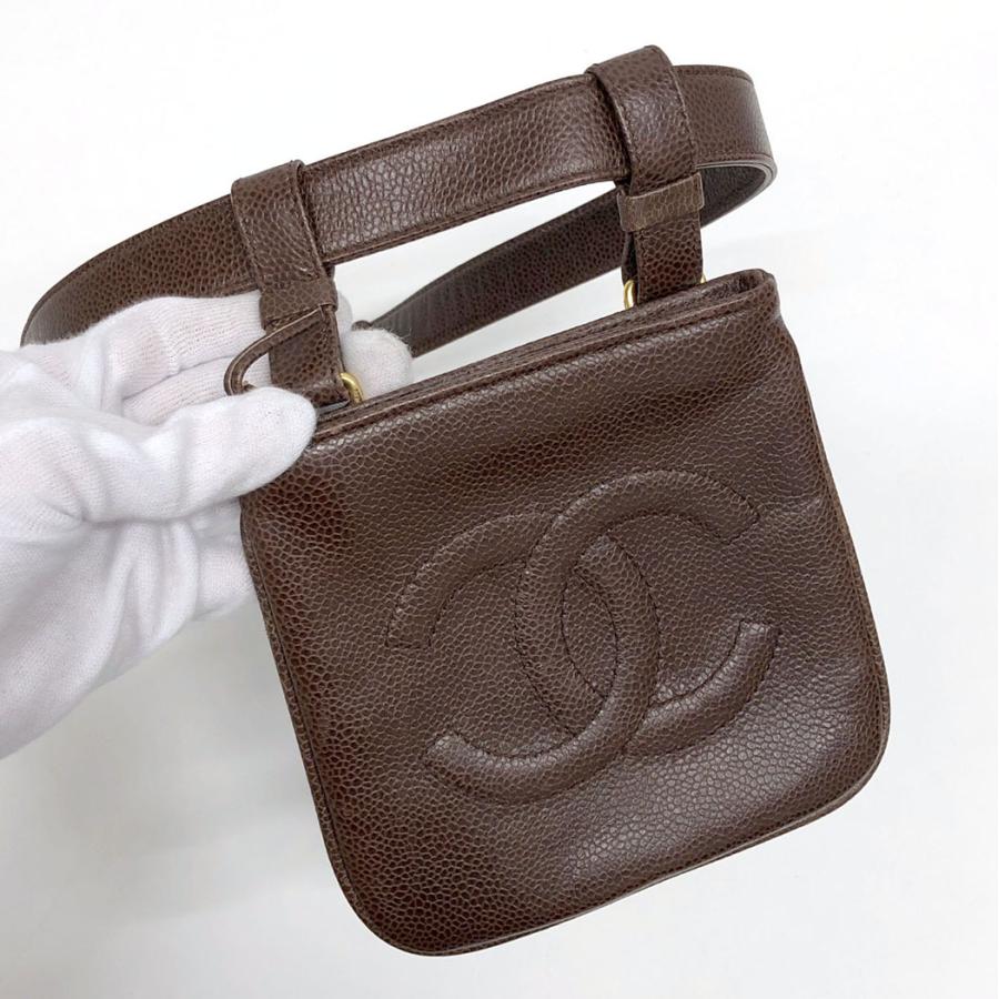 CHANEL（シャネル） ウエストポーチ キャビアスキン ブラウン ゴールド 