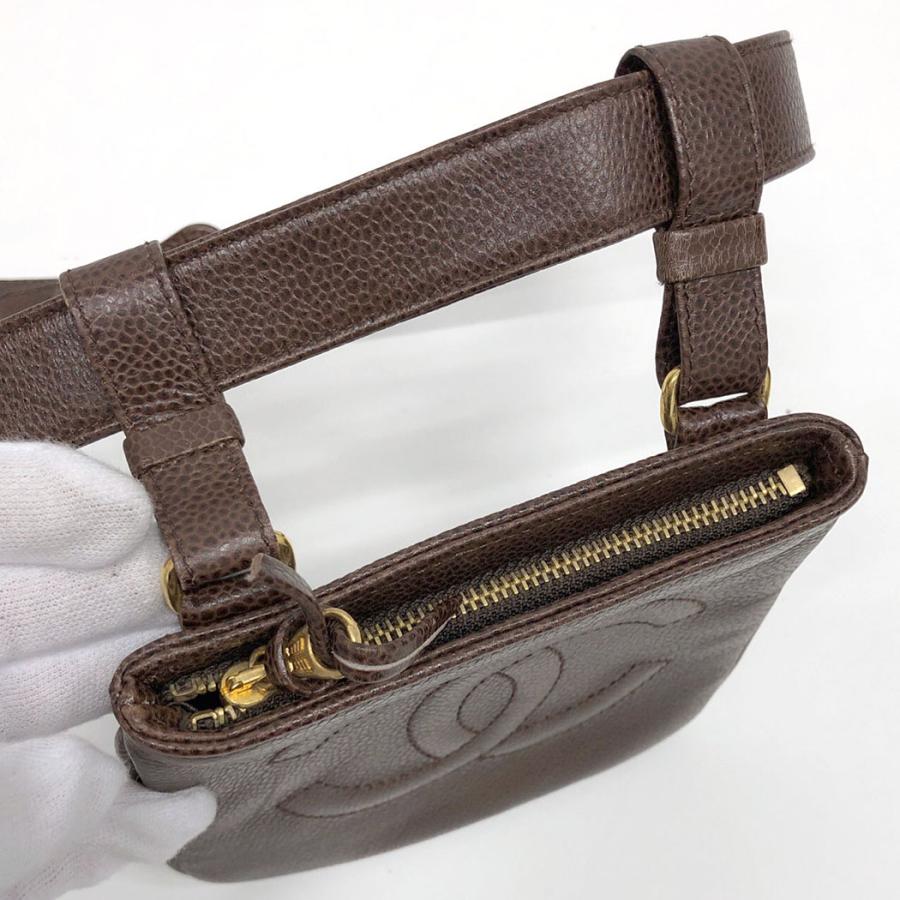 CHANEL（シャネル） ウエストポーチ キャビアスキン ブラウン ゴールド