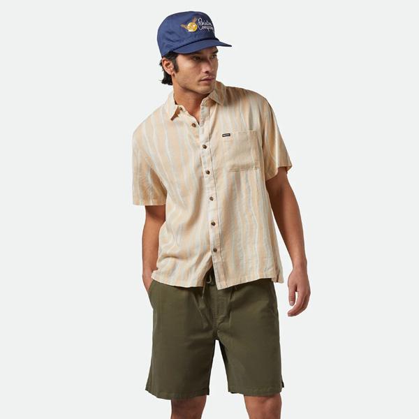 BRIXTON（ブリクストン） シャツ 半袖 メンズ オレンジ系 CRU SLUB S/S