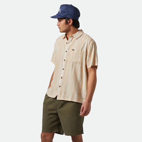 BRIXTON（ブリクストン） シャツ 半袖 メンズ オレンジ系 CRU SLUB S/S