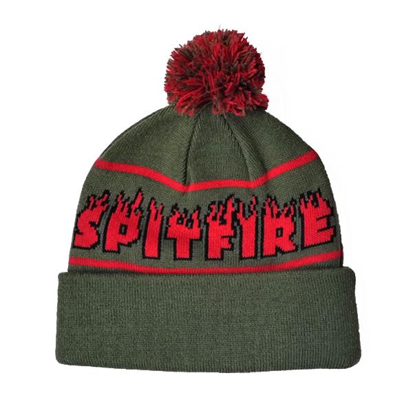 SPITFIRE WHEELS ビーニー 緑 スピットファイア　SPITFIRE DEMONSEED SCRIPT POM BEANIE（OLIVE/RED/BLACK） | SPITFIRE WHEELS | 01