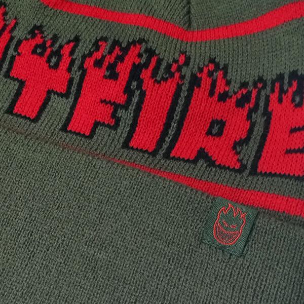 SPITFIRE WHEELS ビーニー 緑 スピットファイア　SPITFIRE DEMONSEED SCRIPT POM BEANIE（OLIVE/RED/BLACK） | SPITFIRE WHEELS | 02