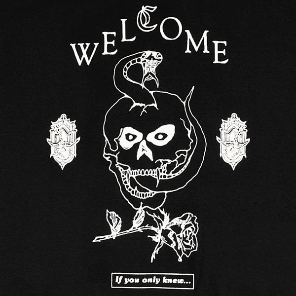 11/9まで期間限定 値下げ SALE  Tシャツ 半袖 メンズ ウェルカム WELCOME SKATEBOARDS FANGS TEE（BLACK） |  | 01