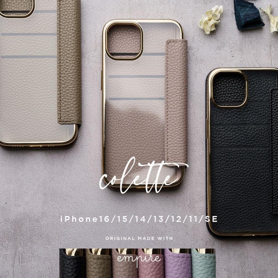 GRACE iPhone16背面手帳型ケース ベージュ 背面手帳型 iPhone16pro ケース ミラー 鏡付き アイフォンse