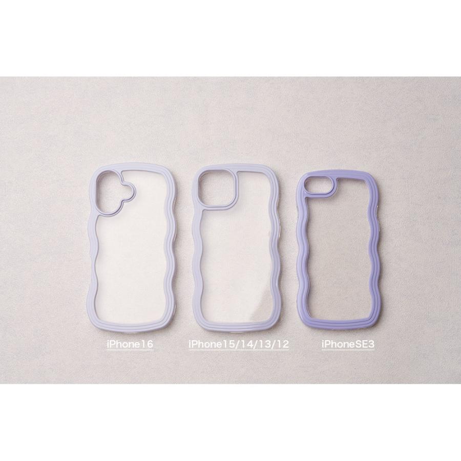iPhone16 15 14 13 12 SE3 SE2 ケース 背面クリア 透明 可愛い おしゃれ うねうね なみなみ 推し活 ウェーブ 韓国 ブランド 推し活 波 | エンパイア | 07