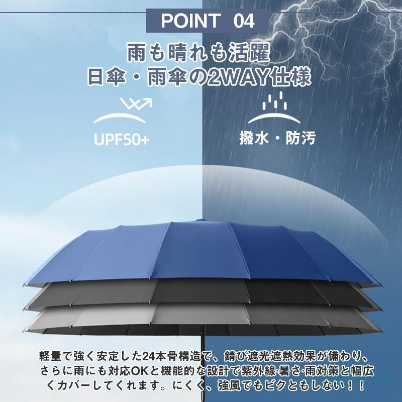 雨傘 折りたたみ傘 メンズ 自動開閉 ワンタッチ 12本骨 傘 日傘 雨傘 耐風 晴雨兼用 折り畳み傘 UVカット 撥水 大きい 持ちやすい 男女兼用｜thekim｜12