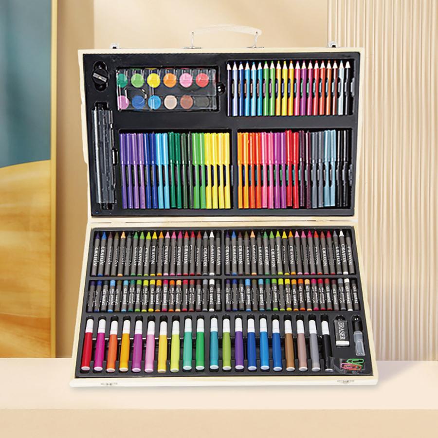 お絵かきセット 80個セット 木製ケース 文房具 色鉛筆 クレヨン お絵かきセット 80個セット 木製ケース 文房具 色鉛筆 クレヨン