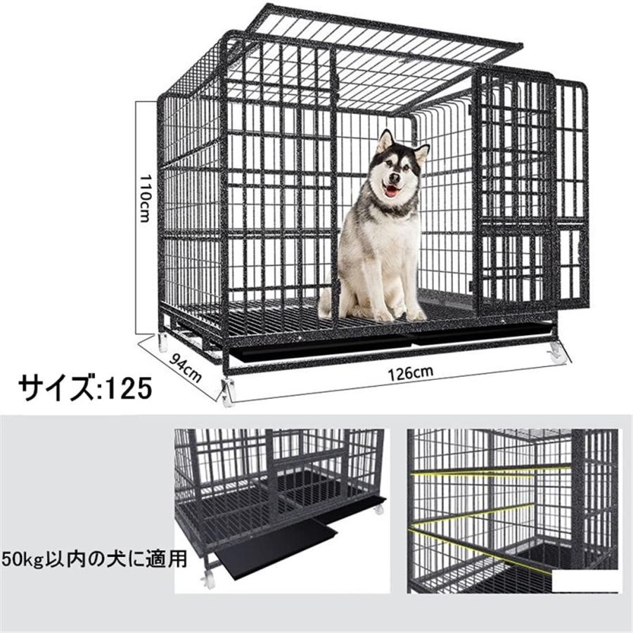 即納 ペットケージ 鉄製 犬檻 犬小屋 ケージ ペットサークル ドッグケージ ペットフェンス 大型 中型犬用 ペット用品 ダブルドア キャスター付き|thekim|03