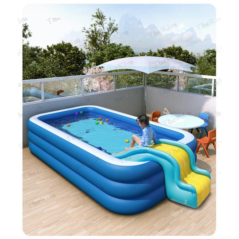2022新型 ビニールプール 大型プール 自動充気 エアプール ファミリ 滑り台付き 子供 キッズ 家庭用プール 水遊び 屋外 自宅 猛暑対策 夏  アウトドア