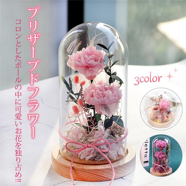 プリザーブドフラワー ガラスドーム プレゼント ギフト 枯れない花 カーネーション 花 お祝い 誕生日 インテリア 贈り物 母の日 女性 妻 祖母 退職祝い Mqjtglwp04 The Kim 通販 Yahoo ショッピング
