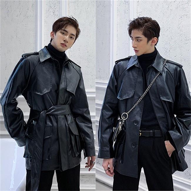 レザージャケット 韓国風 ライダースジャケット 革ジャン レザーコート トレンチコート フェイクレザーライダース ショットコート ショップ