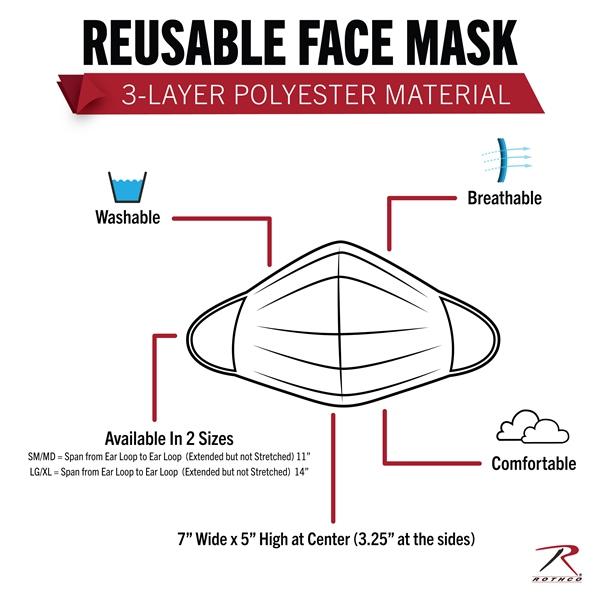 ロスコ 洗える フェース マスク Rothco Reusable 3-Layer Polyester Face Mask 1278他(3色） | ROTHCO | 04