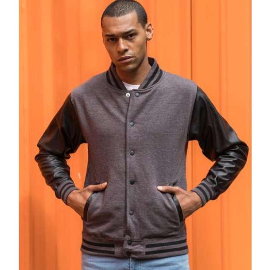 【UK英国】 アウディス(Awdis )ベースボールスウェットジャケット/フェークレザースリーブ |  | 05