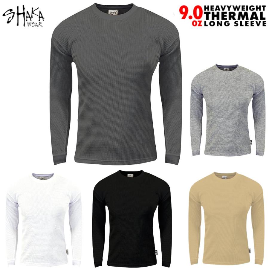 【大きいサイズ】シャカ ウェアー SHAKA WeAR 8.9 oz サーマル 長袖 ワッフル Tシャツ メンズ クルーネック Heavy Weight Thermal 2XL-3XL | SHAKA WeAR