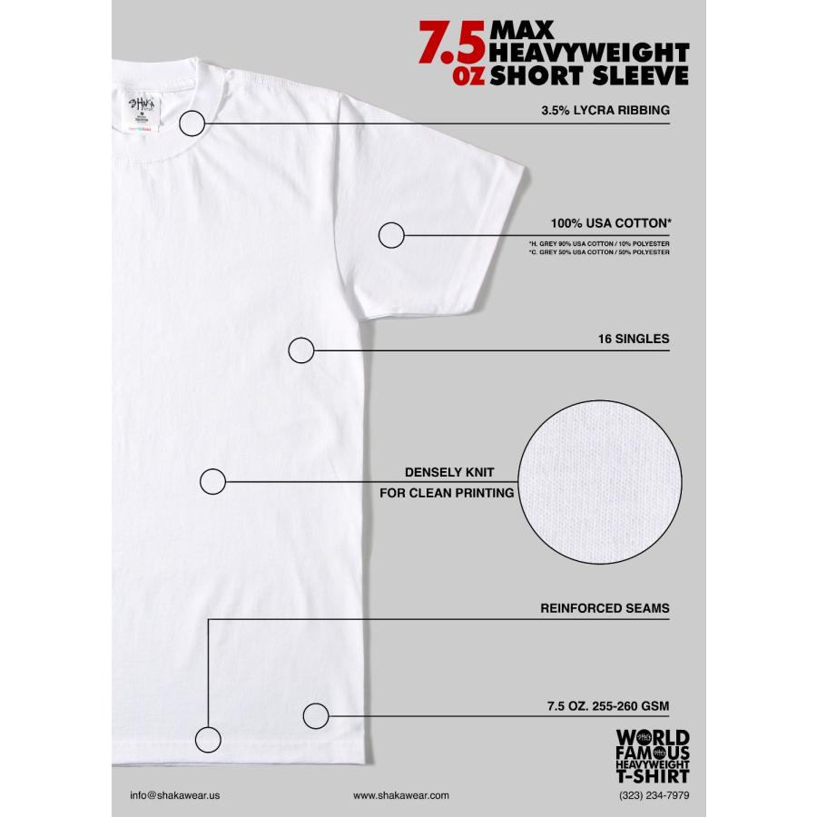 シャカ ウェアー SHAKA WeAR 7.5 oz マックス ヘビーウェイト 半袖 Tシャツ:MHS size S 〜XL | SHAKA WeAR | 17