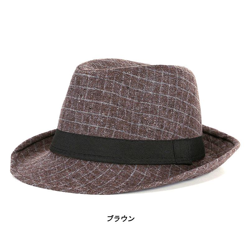 フェドーラ 中折れハット ソフト帽 格子柄 (4色)soft hat |  | 03