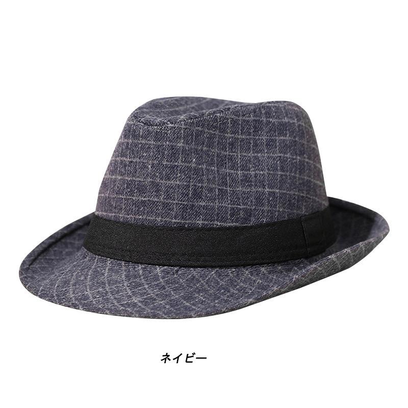 フェドーラ 中折れハット ソフト帽 格子柄 (4色)soft hat |  | 04