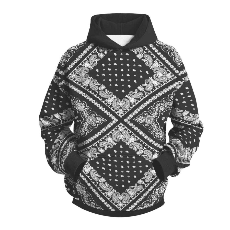 バンダナ柄 ペイズリ― ジャージ プルオーバー フード パーカー 【 サイズM〜4XL】 | 
