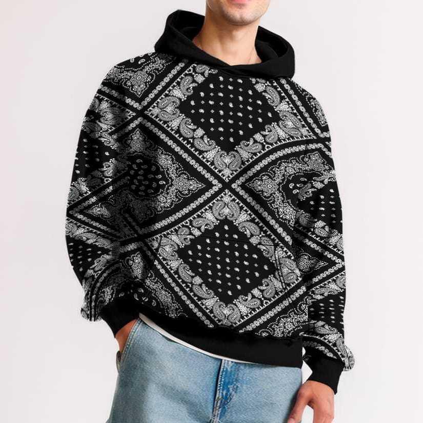 バンダナ柄 ペイズリ― ジャージ プルオーバー フード パーカー 【 サイズM〜4XL】 |  | 04