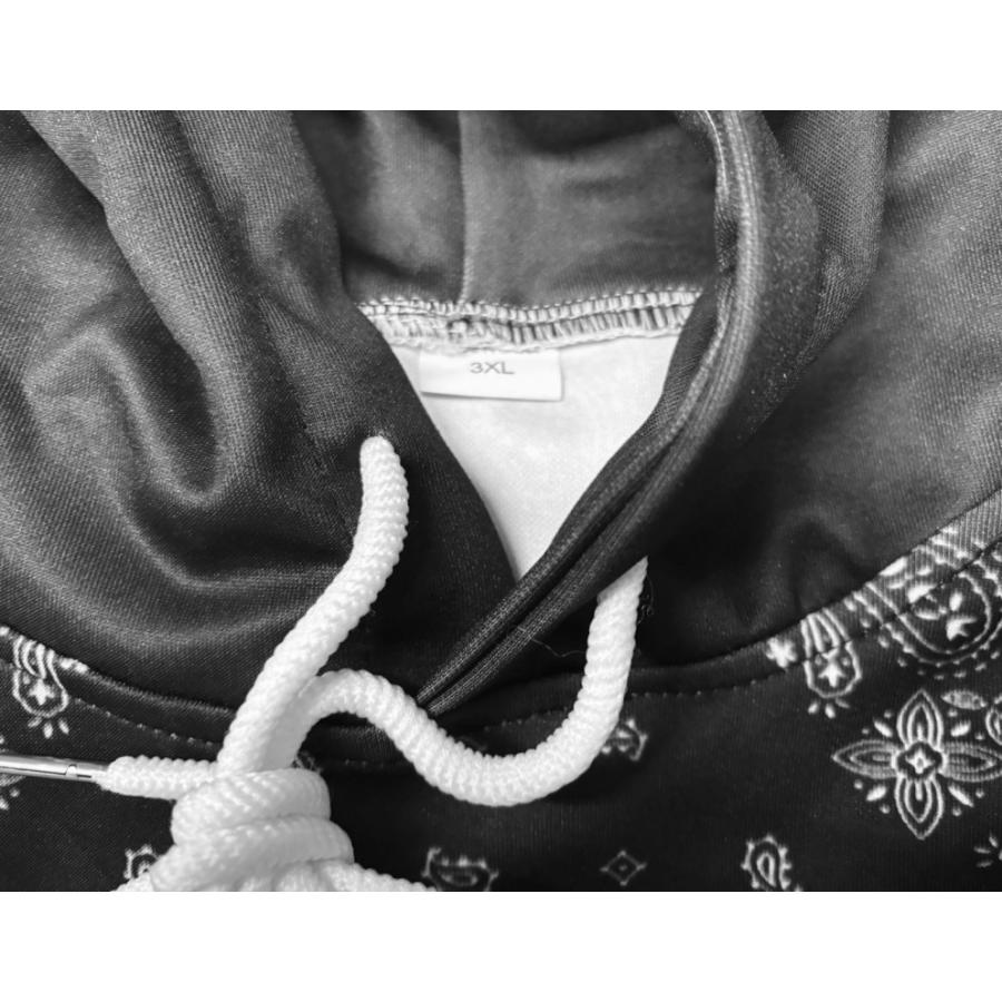 バンダナ柄 ペイズリ― ジャージ プルオーバー フード パーカー 【 サイズM〜4XL】 |  | 02