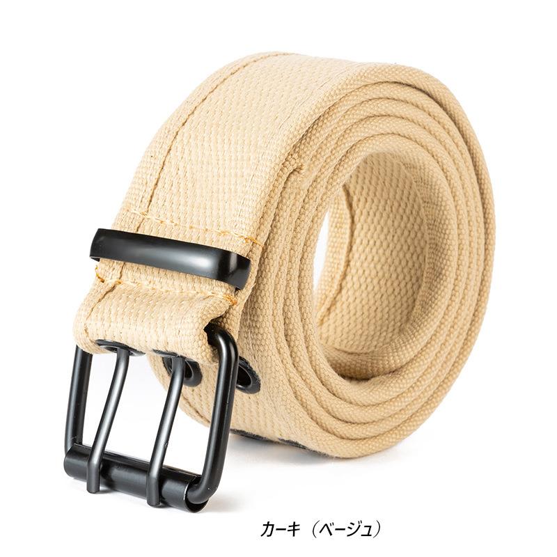 キャンバス ダブルホール ベルト Double Prong Buckle Belt:（6色